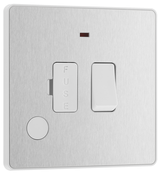 BG PCDBS52W Brushed Steel Evolve 13A Flex Outlet Neon Switched Fused by British General (BG-PCDBS52W-Shopift-SA_1)