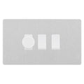 BG Evolve Brushed Steel 3 Gang Switch 1x Trailing Edge LED Dimmer 2x Intermediate Custom Grid Switch