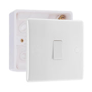 BG Nexus 1 Gang 20A 2 Pole Switch White & 32mm Pattress Back Box by British General (BG-830+891)