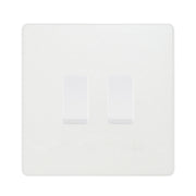 BG Evolve Pearlescent White 2 Gang Intermediate Custom Grid Light Switch by British General (BG-Evolve-PW-2G-CUSTOM-2x INT SWITCH)