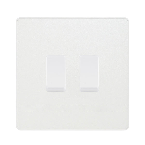 BG Evolve Pearlescent White 2 Gang Intermediate Custom Grid Light Switch