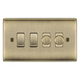 BG Nexus Antique Brass 4 Gang Light Switch Grid – 2x Trailing-Edge LED Dimmer, 1x Intermediate, 1x 2-Way Switch