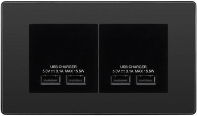BG Evolve Black Chrome 4G Euro Plate with 2X USB-A Dual Chargers – Black Insert