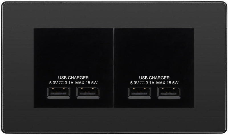 BG Evolve Black Chrome 4G Euro Plate with 2X USB-A Dual Chargers – Black Insert