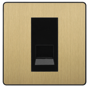 BG Evolve Satin Brass Single Secondary Telephone Socket, Screw Terminal - Black Insert by British General (BG-PCDSBEMS1B+EMBTSSB)