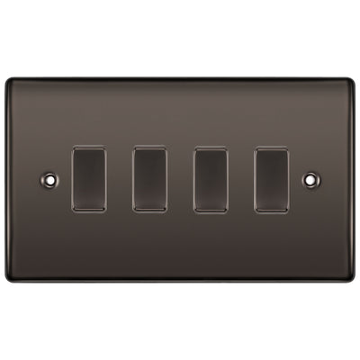 BG Black Nickel 4 Gang light Switch in Double Format Custom Grid Mirror