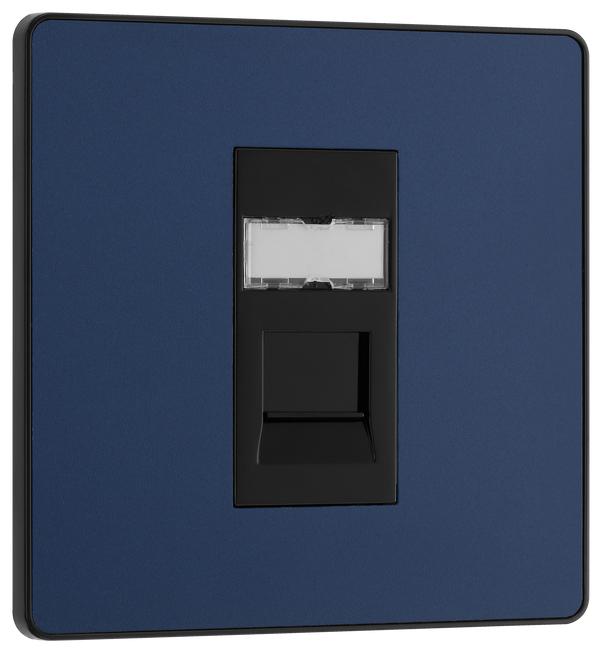 PCDDBRJ451B Front - This Evolve Matt Blue RJ45 ethernet socket from British General uses an IDC terminal connection and is ideal for home and office, providing a networking outlet with ID window for identification.