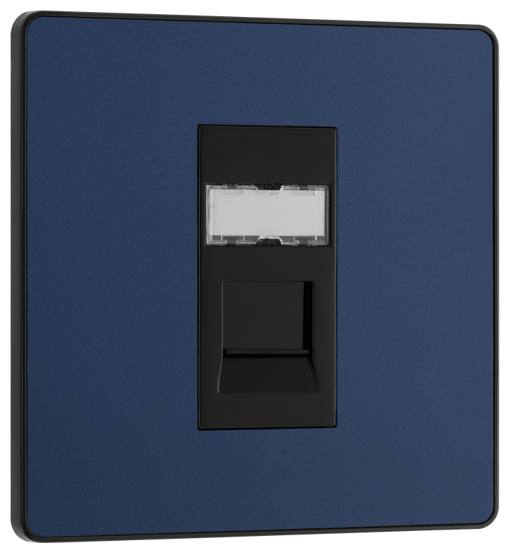 PCDDBRJ451B Front - This Evolve Matt Blue RJ45 ethernet socket from British General uses an IDC terminal connection and is ideal for home and office, providing a networking outlet with ID window for identification.