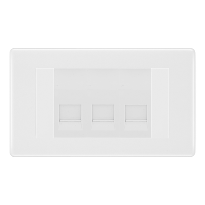 BG White Moulded 3 Gang Secondary Telephone Socket, Screw Terminal - White Insert