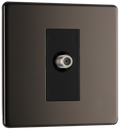 BG FBN64 Flatplate Screwless Satellite Socket, 1 Gang, Black Insert