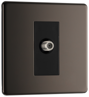BG FBN64 Flatplate Screwless Satellite Socket, 1 Gang, Black Insert by British General (BG-FBN64-Shopify-SA_1)