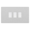 BG Evolve Brushed Steel 3 Gang Light Switch 1x Intermediate 2x 2 Way Custom Grid Switch