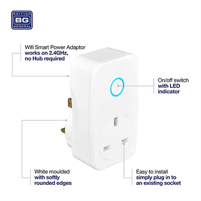 BG AHC/U White Moulded 13A Power Adaptor with Smart Home Control by British General (BG-AHC-U-Shopify-1)