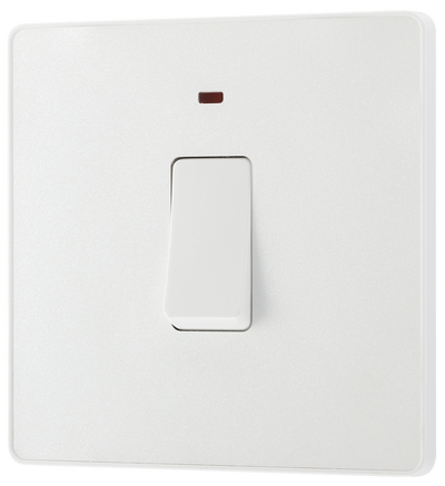BG PCDCL31W Pearlescent White Evolve 20A 2 Pole LED Switch - White Insert
