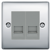 BG Nexus Polished Chrome Double Secondary Telephone Socket, Screw Terminal - Grey Insert by British General (BG-NPCEMS2+EMBTSSG)