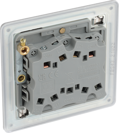 BG FBS43 Nexus Screwless Flat-Plate Triple Light Switch Brushed Steel 2 Way 10A