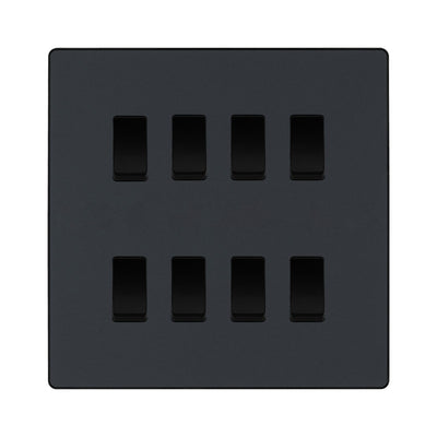 BG Evolve Matt Grey 8 Gang Custom Grid Light Switch by British General (BG-Evolve-MG-8G-CUSTOM-LIGHT-SWITCH)