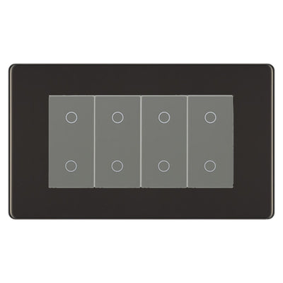 BG Nexus Screwless Black Nickel Quad Master Touch Dimmer Switch Grey Inserts FBNTDM4G by British General (BG-FBNTDM4G)