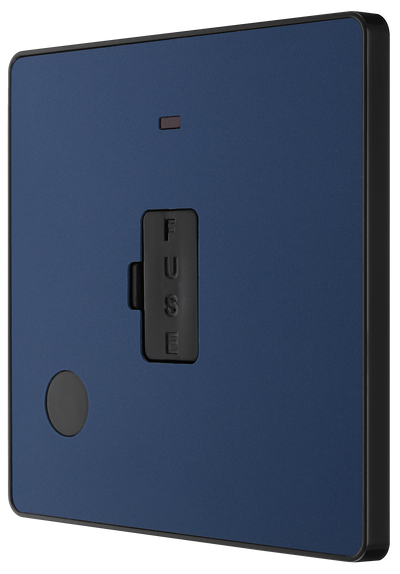 BG PCDDB54B Matt Blue Evolve 13A Flex Outlet Neon Unswitched Fused Spur Unit - Black Insert