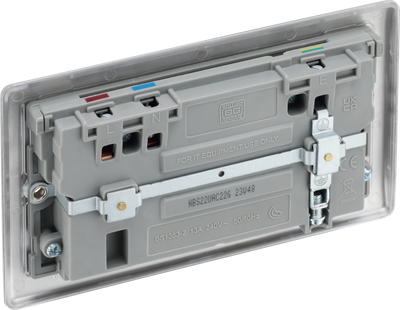 BG NBS22UAC22G Brushed Steel Double Socket with USB 22W Type A & Type C USB by British General (BG-NBS22UAC22G-1)