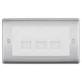BG Nexus Brushed Steel 3 Gang IDC Secondary Telephone Socket - White Insert