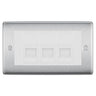 BG Nexus Brushed Steel 3 Gang IDC Secondary Telephone Socket - White Insert by British General (BG-NBSBTS3W)