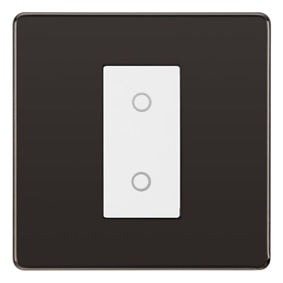 BG Nexus Screwless Black Nickel Single Master Touch Dimmer Switch White Insert