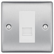 BG Nexus Brushed Steel Single RJ11 Telephone Socket NBSRJ111 - White Insert by British General (BG-NBSRJ111W)