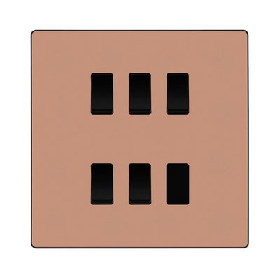 BG Evolve Polished Copper 5 Gang Intermediate Custom Grid Light Switch with Back Box Included