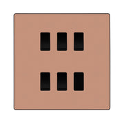 BG Evolve Polished Copper 5 Gang Intermediate Custom Grid Light Switch with Back Box Included by British General (BG-Evolve-PC-5G-CUSTOM-5x INT SWITCH)