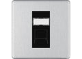 BG Screwless Brushed Steel Single 1 Gang RJ45 Data Socket FBSRJ451B Black Insert