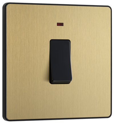 BG Evolve PCDSB31B Satin Brass 20A 2 Pole LED Switch-Black Insert