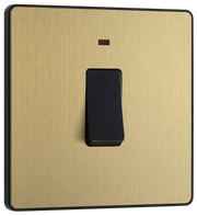 BG Evolve PCDSB31B Satin Brass 20A 2 Pole LED Switch-Black Insert by British General (BG-PCDSB31B-Shopif-SA_1)