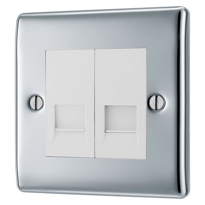 BG NPCBTS2 Nexus Metal Polished Chrome 2 Gang Slave Telephone Socket