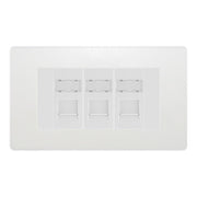 BG Evolve Pearlescent White 3 Gang RJ45 Cat6 Data Socket Outlet White Inserts by British General (BG-PCDCLRJ453W)