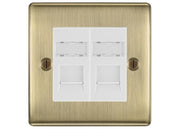 BG Nexus Metal Antique Brass 2 Gang RJ45 Data Socket NABRJ452W White Inserts by British General (BG-NABRJ452W)