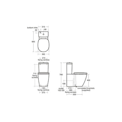Ideal Standard Concept Cube Close Coupled Compact Cistern - White - E785901 by Ideal Standard (IdealStandard-E785901)