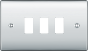 BG RNPC3 Nexus Grid Polished Chrome 3 Module Front Plate by British General (BG-RNPC3-Shopify-SA_1)