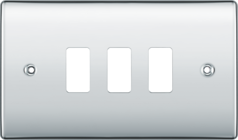 BG RNPC3 Nexus Grid Polished Chrome 3 Module Front Plate