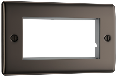 BG Electrical NBNEMR4 Euro Module Nexus Metal 4 Module Rectangular Front Plate Black Nickel by British General (BG-NBNEMR4-Shopify-SA_1)