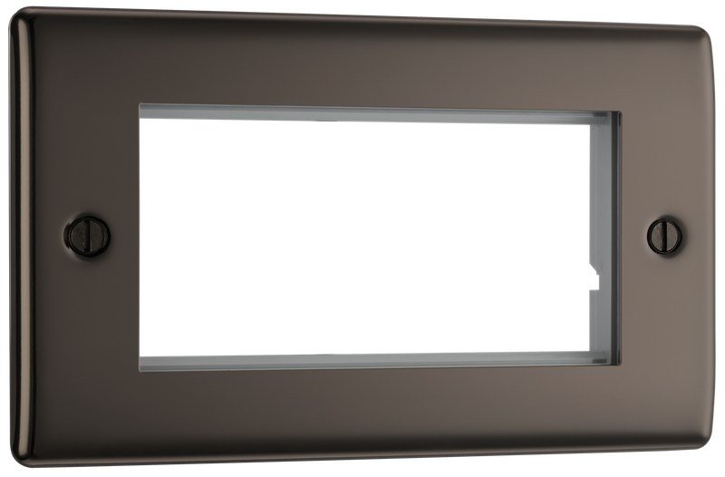 BG Electrical NBNEMR4 Euro Module Nexus Metal 4 Module Rectangular Front Plate Black Nickel
