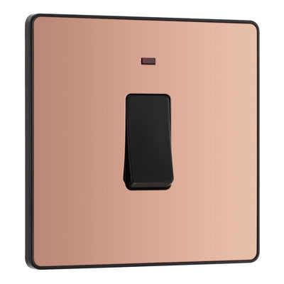 BG Evolve Polished Copper 20A Double Pole LED Switch PCDCP31B with 25mm Steel Back Box