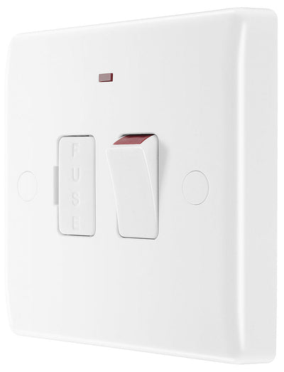 BG 853 Moulded Round Edge | White | 13A 2 Pole Flex Outlet Neon Switched Fused Connection Unit by British General (BG-853)