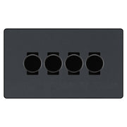 BG Evolve Matt Grey 4 Gang Custom Grid Dimmer Light Switch PCDMG84B by British General (Evolve-Mt-Gry-4gang-light-switch-4dimmer)