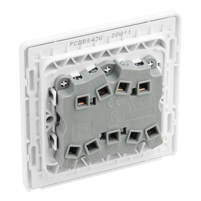 BG Evolve Brushed Steel 3 Gang 20A 16AX 2 Way Light Switch PCDBS43W with 35mm Steel Back Box