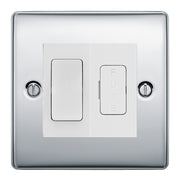 BG Nexus Polished Chrome 2 Way Light Switch & 13A Fused Spur Plate | White Insert
