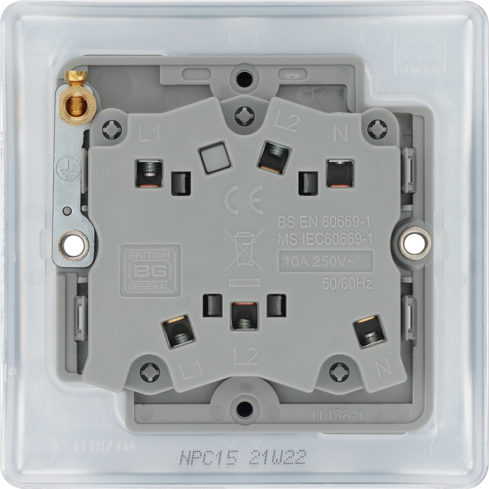 BG NPC15 Nexus Metal Polished Chrome 1 Gang 10A 10AX 3 Pole Fan Isolator Plate Switch
