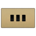 BG Evolve Satin Brass 3 Gang Intermediate Custom Grid Light Switch