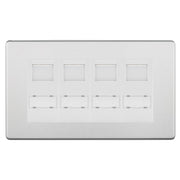 BG Screwless Brushed Steel 4 Gang RJ45 Cat6 Data Socket White Inserts by BG Nexus (BG-FBSRJ454C5EW)