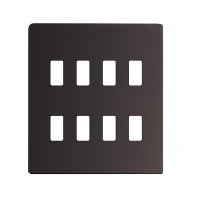 BG Nexus GFBN8 Grid Black Nickel Screwless 8 Gang Front Plate by British General (BG-GFBN8-1)